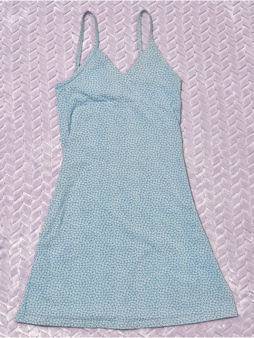 Brandy Melville Light Blue Floral Flowy Dress